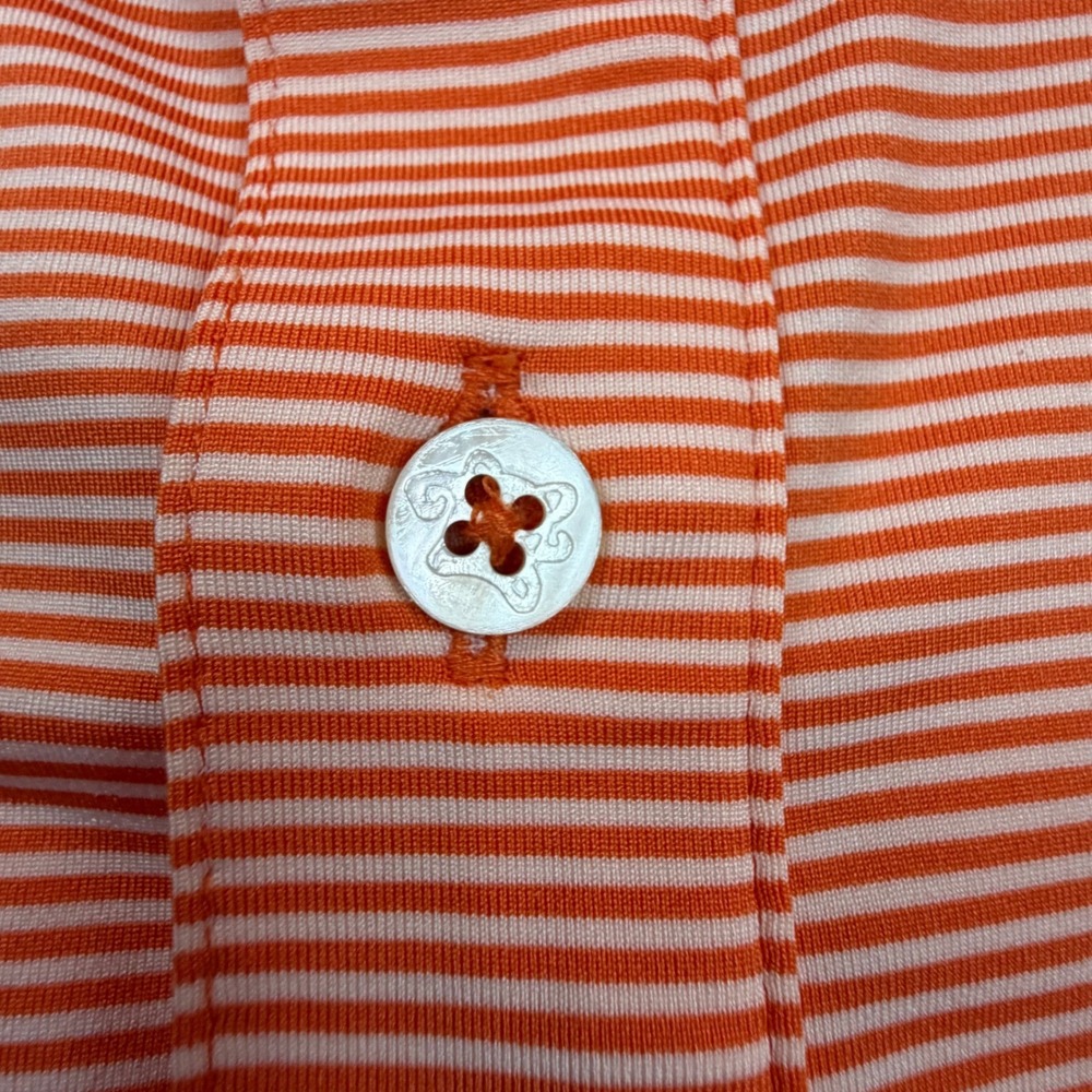 Turtleson Mens XL Orange White Stripe Golf Polo Shirt Bonita National - Picture 4 of 8